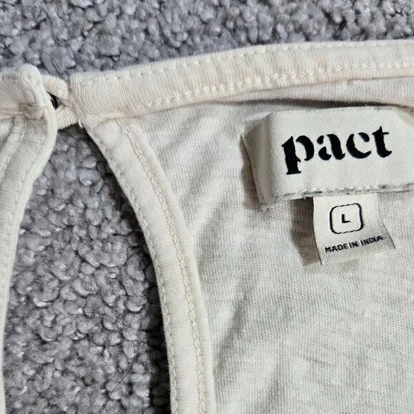 Pact Portside Organic Cotton Linen Cream Wide Leg Sleeveless Jumpsuit Lagenlook - Picture 9 of 12